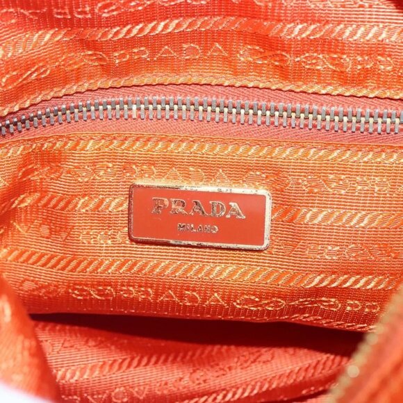 PRADA Shoulder Bag Nylon Orange Gold Auth 123505 - Picture 10 of 16